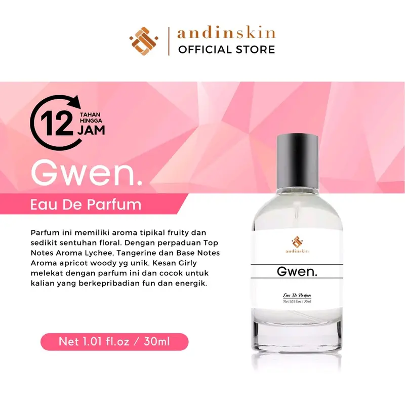 New Andinskin - Gwen Eau De Perfume Bestseller Perempuan Fruity Wangi Tahan Lama Laki-Laki 0
