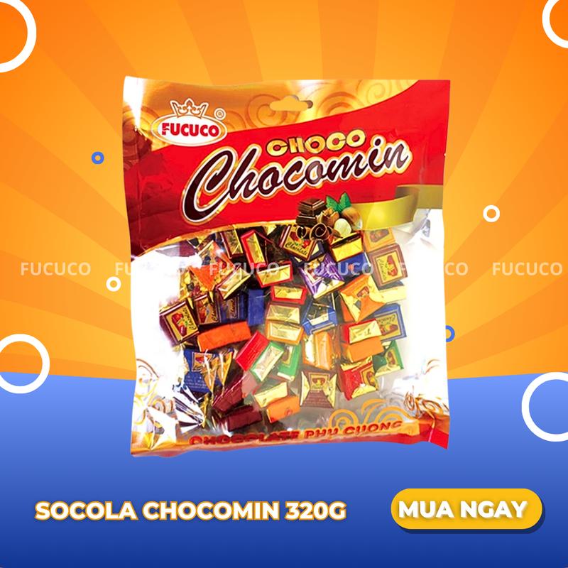 Combo 2 Gói Kẹo Socola Chocomin FUCUCO Túi 320g Viên Hình Bánh Chưng Vị Sữa Truyền Thống Ngọt Nhẹ, Kẹo Tết Thơm Ngon