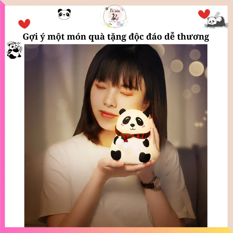 Đèn ngủ silicon để bàn decor phòng ngủ quà tặng sinh nhật quà giáng sinh hình Gấu trúc Panda dễ thương Pin sạc 1200 mah Cảm ứng đổi màu An toàn với trẻ em Không rơi vỡ [FREESHIP+QUÀ TẶNG] 1