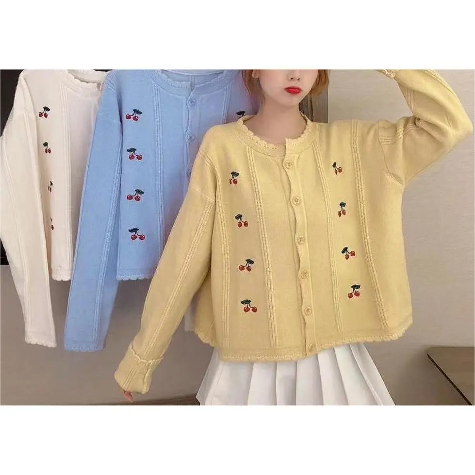 BASIC CHERRY THREE CARDI KOREAN CARDIGAN SWEATHER KOREA SWEATER WANITA BAHAN RAJUT PREMIUM