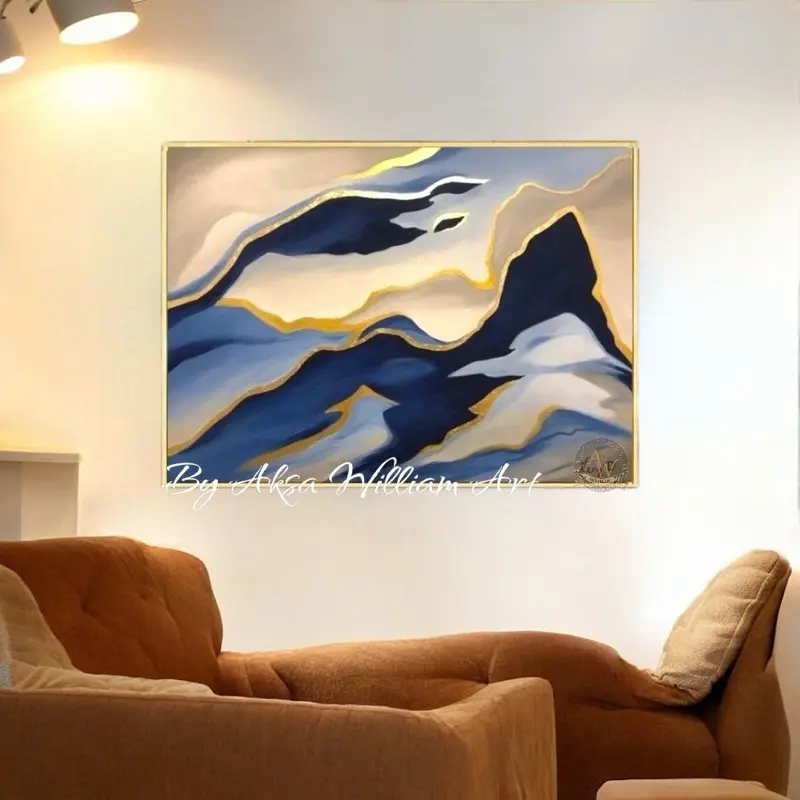 lukisan dinding rumah abstrak elegant aesthetic modern art