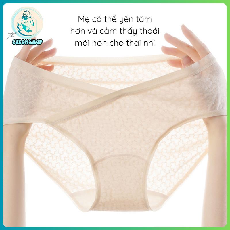 Quần lót bà bầu cạp chéo 90026,Quần chip mẹ bầu và sau sinh mềm mại kháng khuẩn Cubonshop sợi Cellulose tái sinh,cotton Quần Lót Bầu
