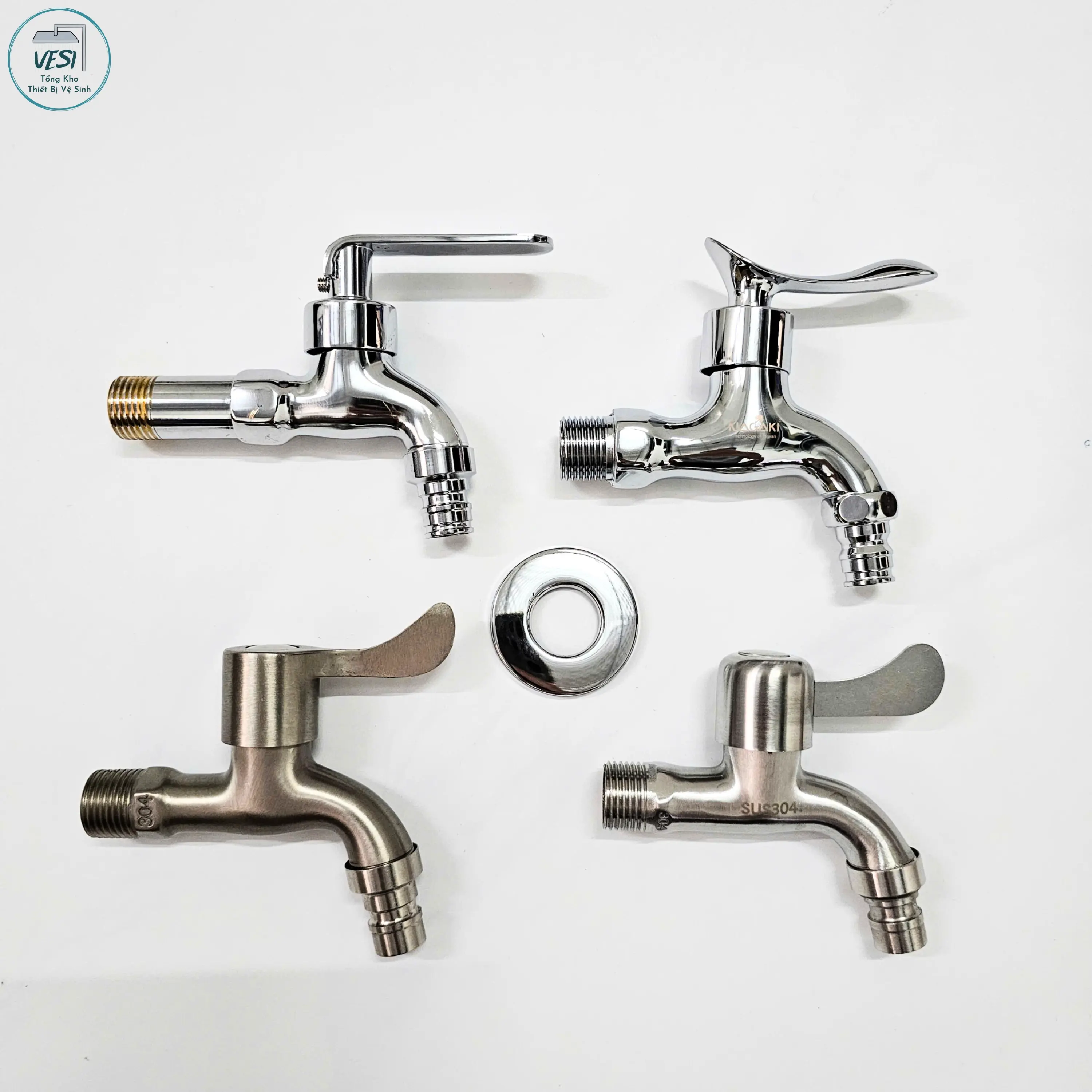 Vòi nước, vòi hồ, vòi gạt đồng thau đúc mạ crom bóng chống gỉ, chống xước - phi 21