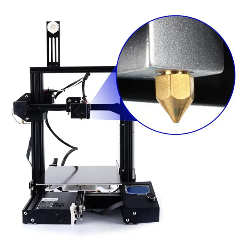Ống phun máy in 3D, Đầu phun MK8 Ender 3 0,4MM, 20 chiếc với 4 chiếc nắp silicon khối sưởi, Thích hợp cho Ender 3 V2 với 5 kim 4