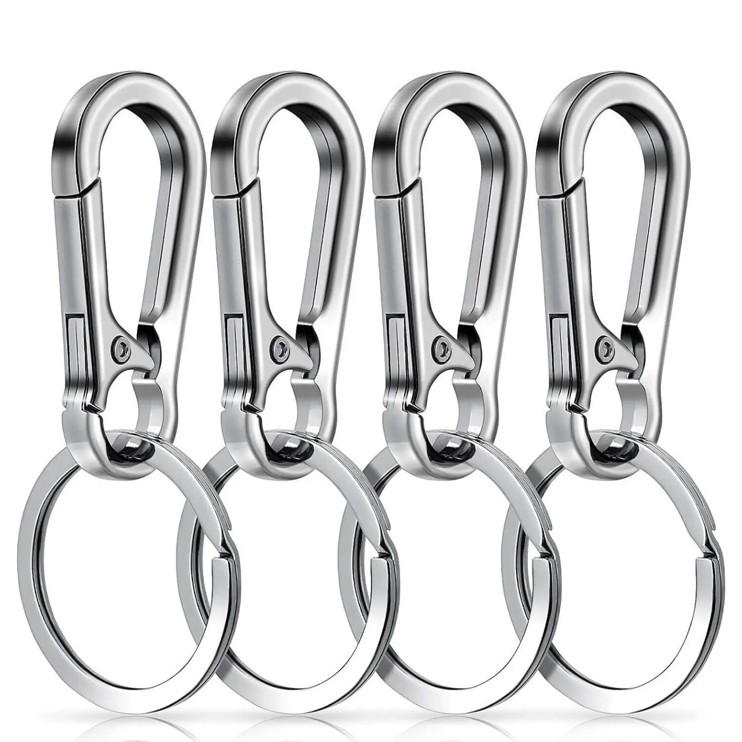 Zinc Alloy Keychain, 4 Counts Metal Buckle Keychain, Car Keychain, Spring Buckle Keychain, Quick Release Keychain, Men & Women Keychain