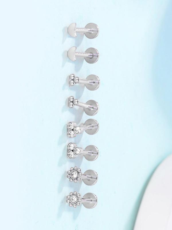 Stainless Steel Lip Stud Set, Artificial Gemstone Decor Lip Studs, Fashionable Body Jewelry for Women & Men, Trendy All-match & Exquisite Jewelry for Birthday Gift 7