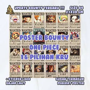 Poster Bounty One Piece ALLKRU 16 Pilihan Kru  - Ukuran A4 | Full Color | Bahan Art Carton 260GSM