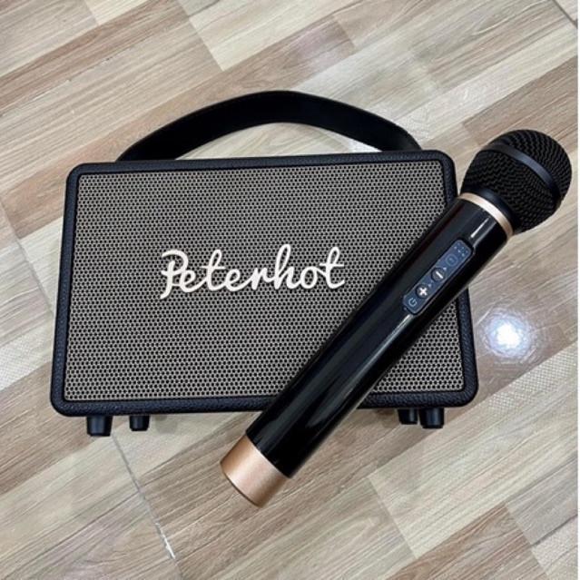 Loa karaoke Bluetooth PETERHOT A106 hay A106W Kèm 1 Micro Có Quay Sách Hỗ Trợ USB, Thẻ nhớ, Cổng Micro 6.5, Đài FM
