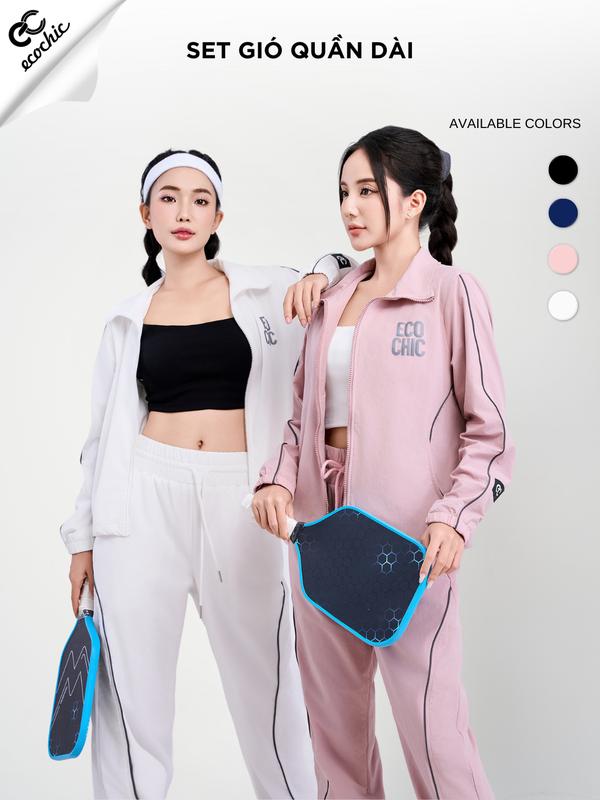 SET BỘ GIÓ QUẦN DÀI ECOCHIC DELINE B076 Áo Khoác Quần Cạp Bo Chun Thể Thao Chất Liệu Cao Cấp Dày Dặn Cản Gió Tốt Chống Nước Nhẹ