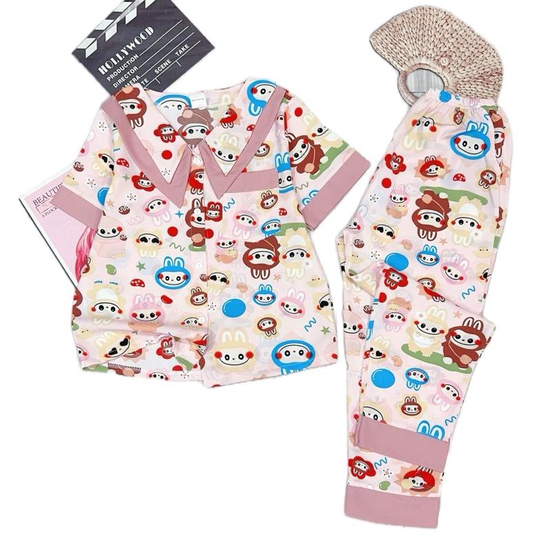 MÃ 62 . 22-48kg . Bộ quần dài tay ngắn cổ lá nhọn pijama cho bé gái size đại chất liệu LỤA MANGO mềm mịn . Bộ đồ mặc nhà thoáng mát thấm hút mồ hôi Women Quần Ngủ Áo Ngủ đồ  bộ  pijama  cho  bé  gái  30  đến 1