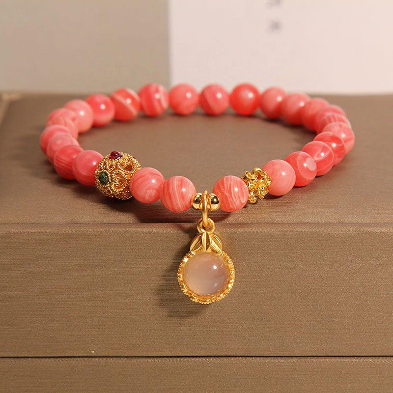 Product Introduction of Rhodochrosite Bracelet Female Ins Special-Interest Design Light Luxury High-Grade Feeling Girlfriends Net Red Opal Water Drop Pendant Bracelet bracelet  stack 2
