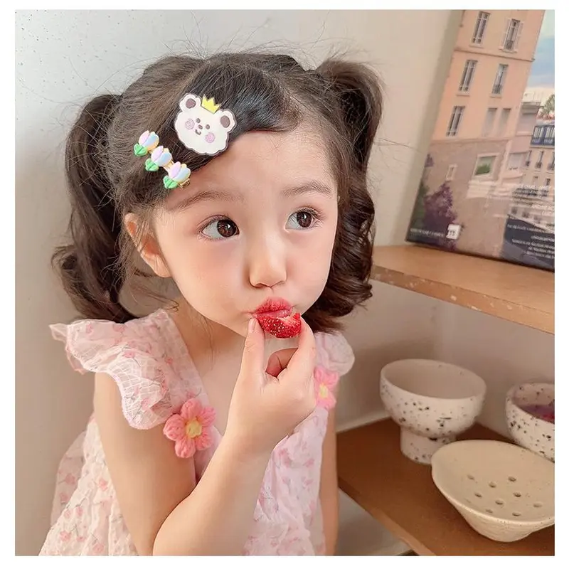 Kẹp tóc dành cho bé gái mùa hè, kiểu dáng dễ thương, không gây tổn thương cho tóc, kẹp mái, phụ kiện tóc dành cho thiếu nữ duyên dáng của Hàn Quốc. Retro Casual Daily 4