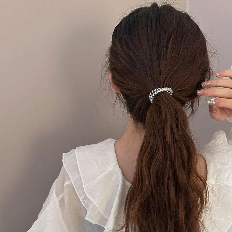 Dây Buộc Tóc Đường Dây Điện Thoại Cho Nữ Dây Buộc Tóc Vòng Đơn Giản Ngầu V5P3 4