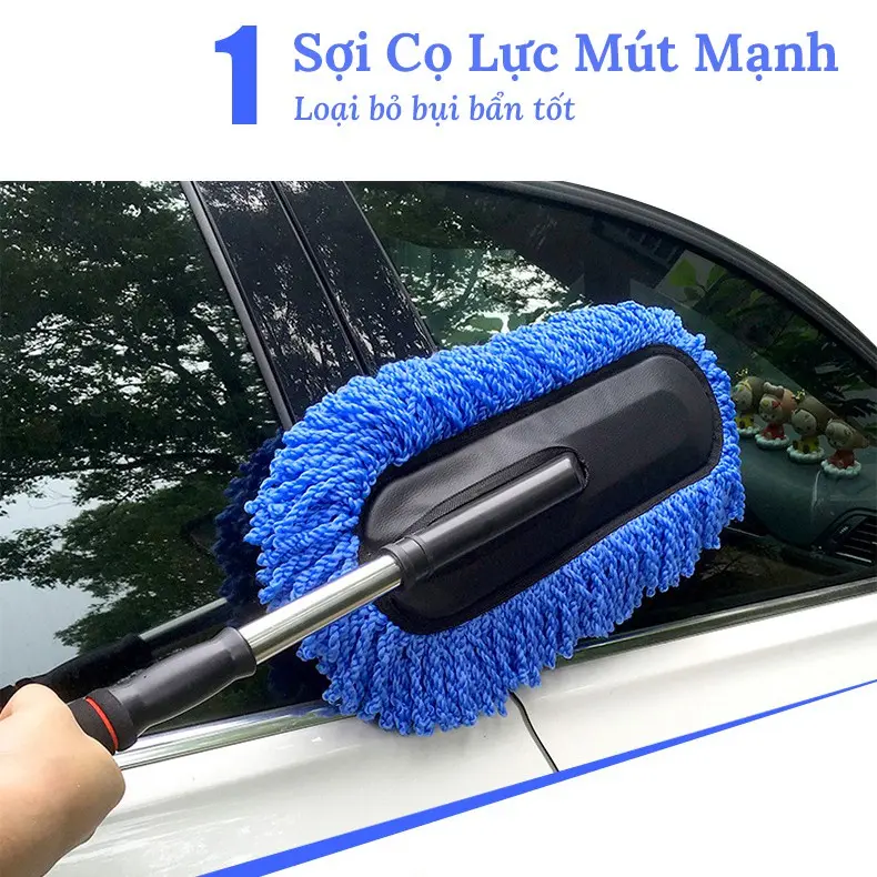 Chổi rửa xe ô tô - Chổi lau xe ô tô sợi mềm chất liệu Microfiber cán điều chỉnh độ dài Phụ Kiện vệ s van x abong 1
