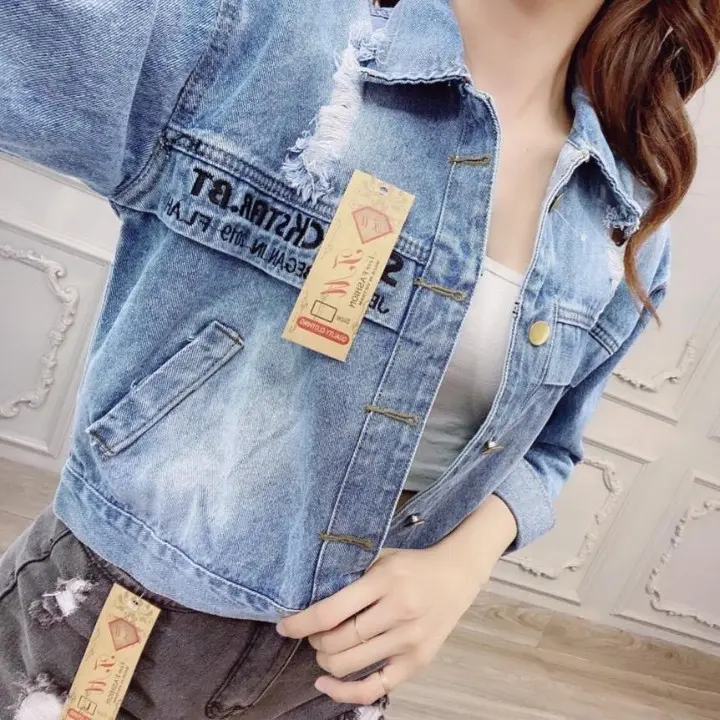 [TIK] Áo khoác nữ jean Thêu Chữ Nice To You bao chất xinh xinh-A3131 1
