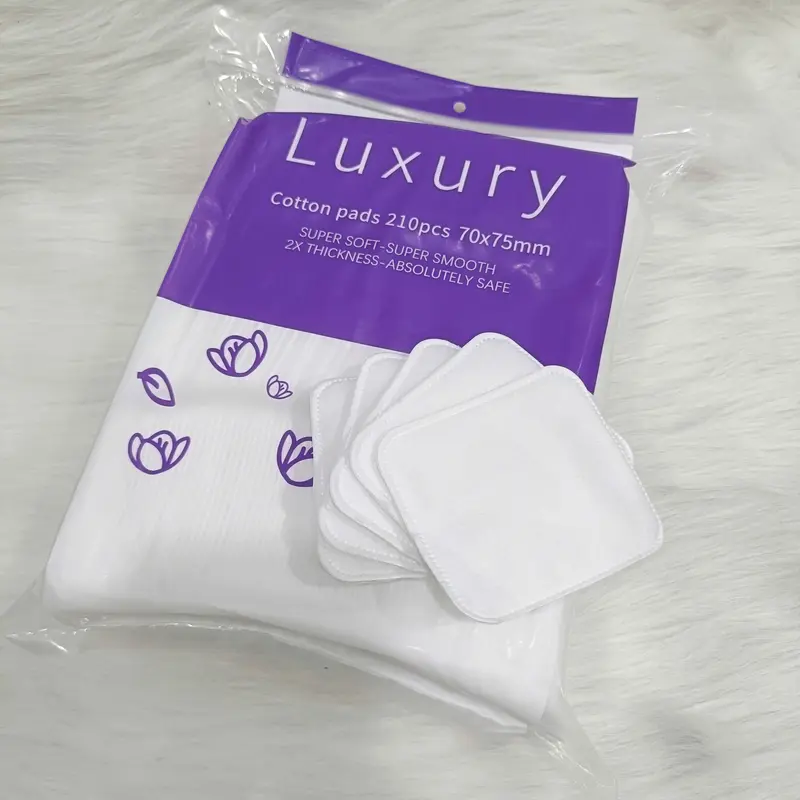 Bông Tẩy Trang Luxury 210 Miếng, 3 Lớp Mềm Mịn, Có Dập Viền, Bông Dai Hạn Chế Xơ Bông 2