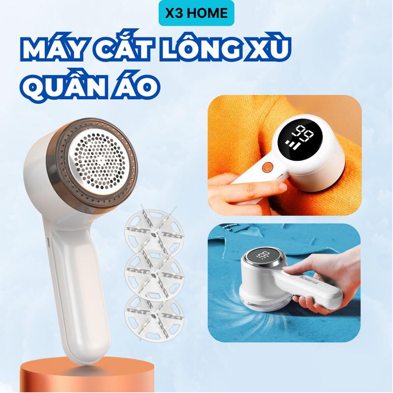  Máy Cắt Lông Xù Quần Áo Chigo Thế Hệ Mới Pin Sạc Tích Điện Lưỡi Dao Sắc 6 Cánh Chăn Gối Khăn Sofa 