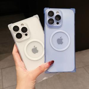 Ốp Điện Thoại Vuông, Tương Thích Với 16 Pro Max, 15 / 14 Pro Và 12 / 13, Thiết Kế Lì Chống Trượt Từ Tính, Chất Liệu Mềm, Bảo Vệ Ống Kính Đơn Giản, T3A20-01