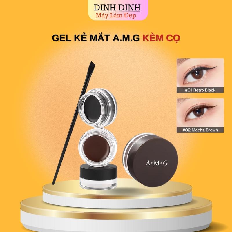  Gel kẻ mắt AMG kèm Cọ kẻ mắt xéo kẻ eyeliner 2 màu Nâu Đen không lem không trôi 