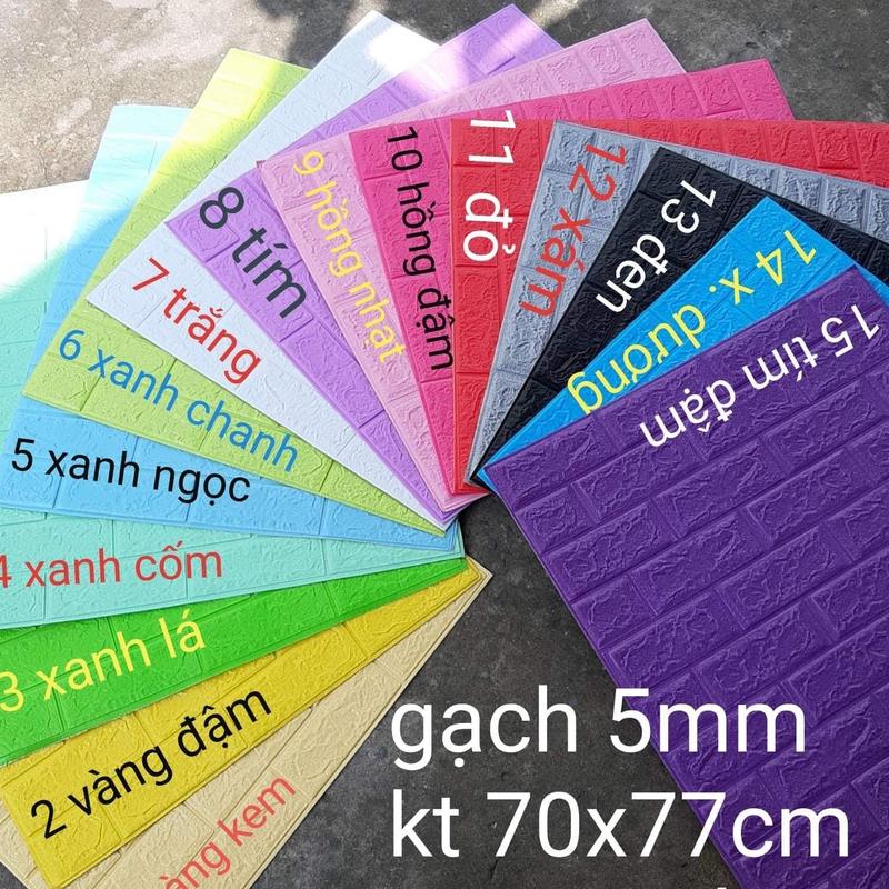 COMBO 10 Miếng Xốp dán tường 3D khổ 70x77cm giả gạch phủ bóng chống bẩn mặt sau có sẵn keo