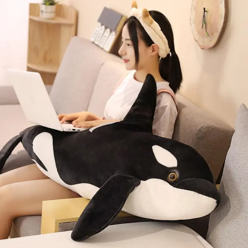 Boneka paus orca ukuran jumbo 80 cm Mainan anak karakter lucu bahn halus dan lembut cocok buat teman bermain 2