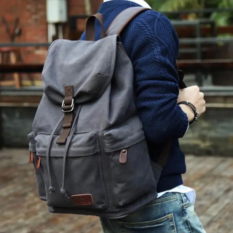 Generous Bag Tas Ransel Kanvas 2 Pria Ransel Kuliah Ransel Kerja Backpack Hitam Wanita Sekolah 0