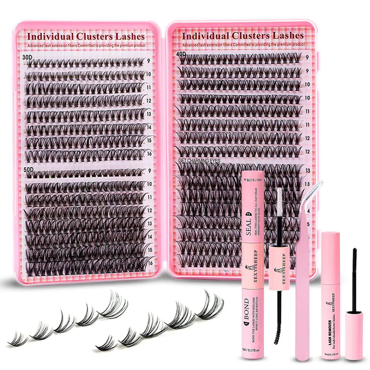 Natural Look Eyelash Extensions Set, False Eyelashes Set & Tweezers & Glue & Remover, Professional Accessories for Women Summer Makeup, Eyelash Clusters, Eyelash Extensions Kit, Eyelashes Clusters, Makeup Products