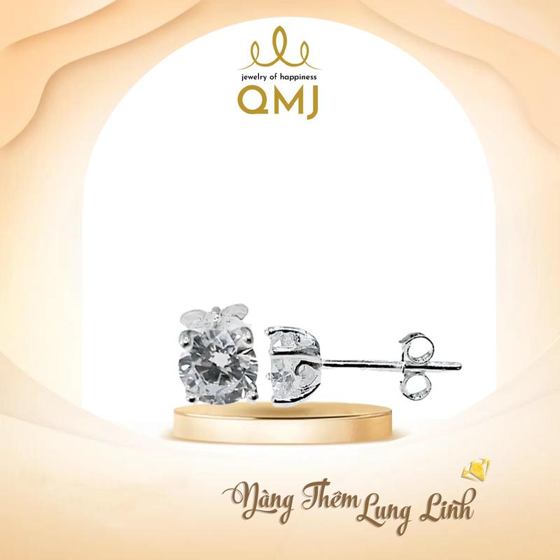 QMJ STORE - Q54 Bông tai bạc nam nữ đẹp VERA 4 chấu đính đá Xoàng cao cấp bông tai nữ, thời trang phụ kiện nam nữ trang sức bạc 925(MÀU BẠC TRẮNG SANG - không xi kim)