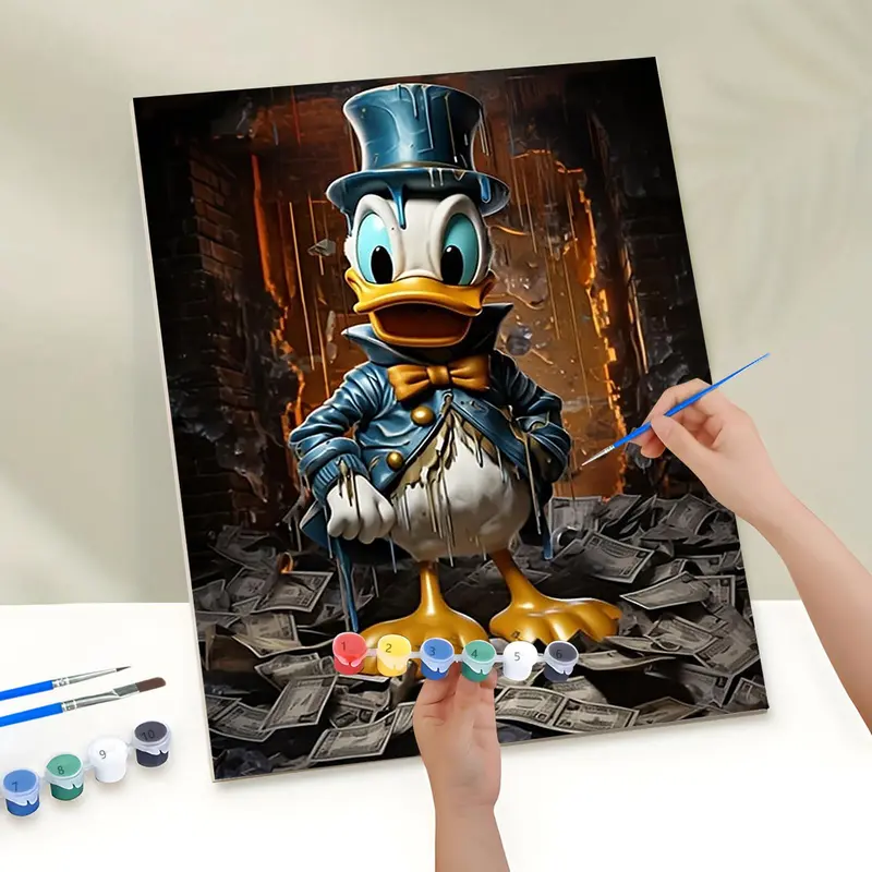 Donald Duck Design Painting By Numbers Kit, 1 Set DIY Oil Painting By Numbers Kit, Wall Art Decoration for Home Living Room Bedroom 5