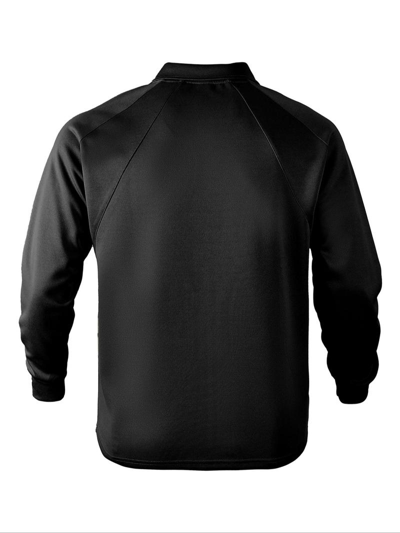Product Introduction of Men's Solid Raglan Sleeve Polo Shirt, Regular Fit Casual Long Sleeve Collared Top for Fall & Winter, Men's Clothes for Daily Wear, Clothing 4