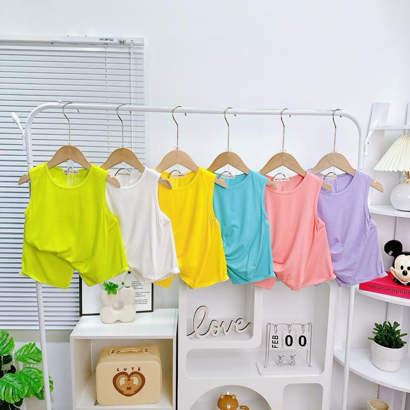 ￼NT039 Bộ ba lỗ, bộ sát nách thun lạnh Minky mom cho bé trai, bé gái, sơ sinh màu trơn 1