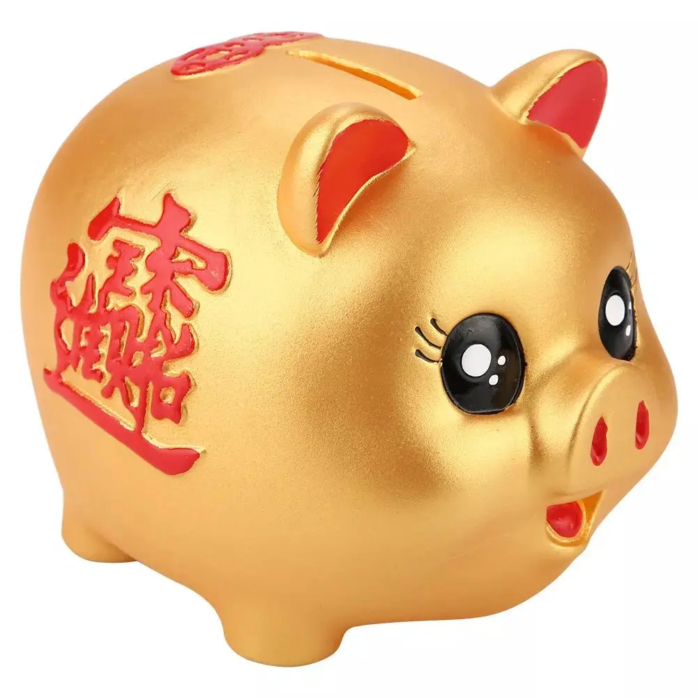 Gold Pig Piggy Bank Resin Saving Bank Money Pot Saving Pot Money Box Pig Coin Bank