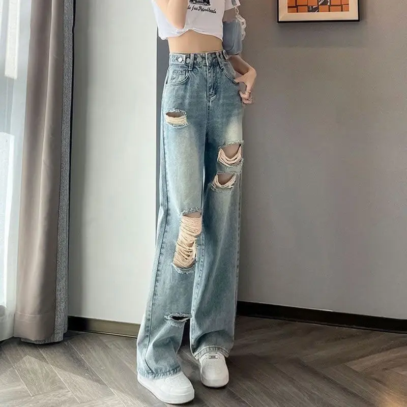 Jeansnjune Celana Jeans Wanita Sobek Kulot High Waist Jeans Ripped Import Premium Celana Sobek Korean Style Celana Robek Highwaist Biru Fit Muda Nyaman Kaki Abu Slim Panjang Denim Keren Cutbray Cutbray 0