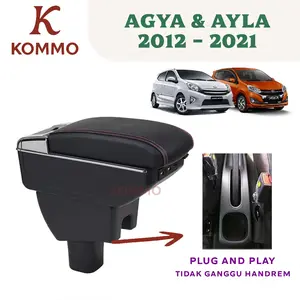 KOMMO ARMREST Sandaran Tangan Arm Rest Mobil Toyota Agya Daihatsu Ayla 2012-2021 + USB Port Charger
