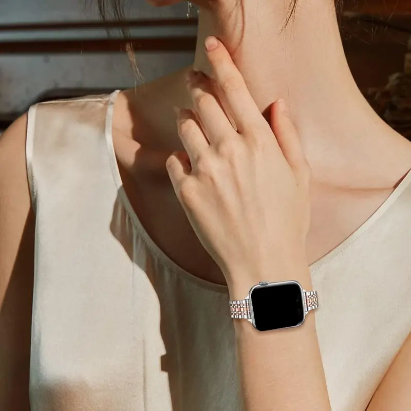 Stainless Steel Watch Band (Band Only), Fashionable Watch Band for Women, Watch Band for Apple Watch Series 9 8 7 6 5 4 3 2 1 SE 3