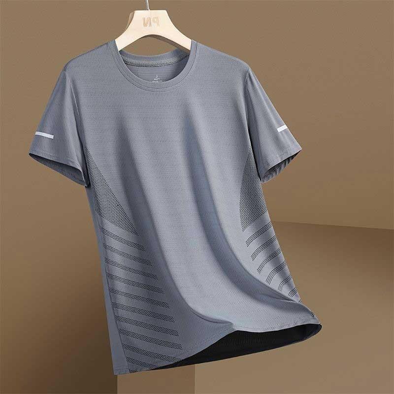 Product Introduction of Men's Dri-fit Shirt Fashion Quick-Dry Solid Color Ice Silk Mesh T Shirt Summer Cool Short Sleeve Casual Dri-Fit Basic Tops for Men 5