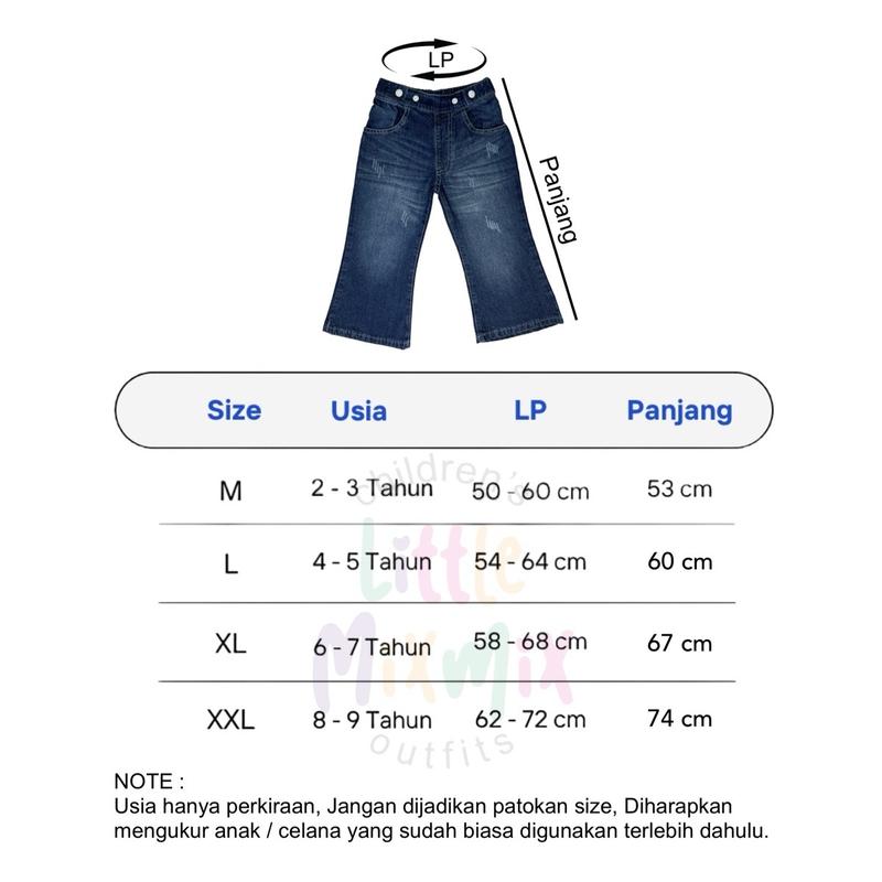 Mixmix CUTBRAY - Celana Cutbray Jeans Anak Perempuan 2 - 9 Tahun 6