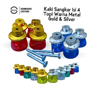 Kaki Karet Isi 4 Topi Metal Silver dan Gold Kaki Karet Sangkar Kandang Kotak Burung Kacer Kenari Cucak Ciblek Cendet Blackthroat