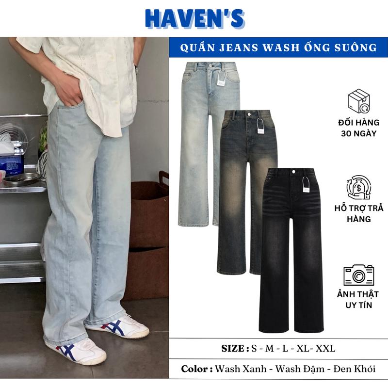 HAVEN'S | QUẦN JEANS WASH MÀU ỐNG SUÔNG FORM QC 36# 37# 38# HAVEN'S quan  jean