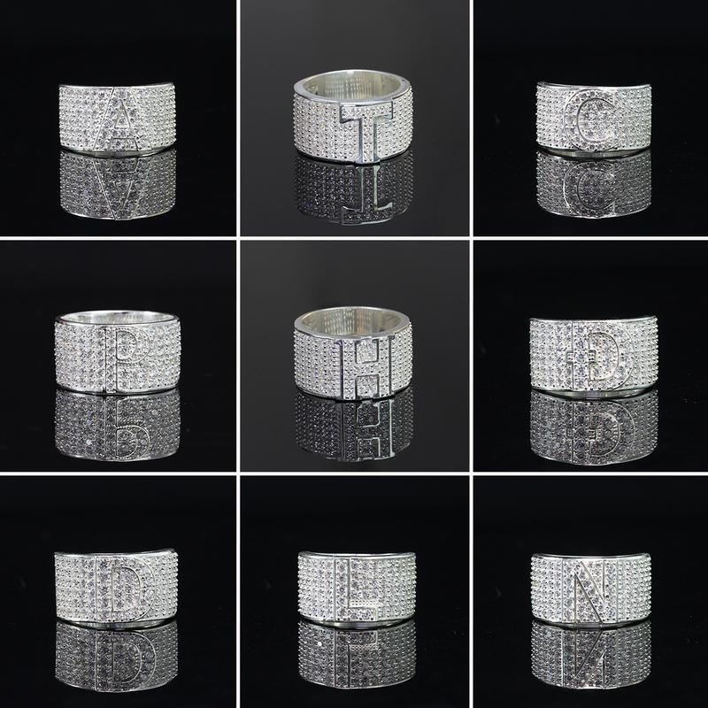 Nhẫn bạc nam chữ cái đính đá theo tên cao cấp NNA0000