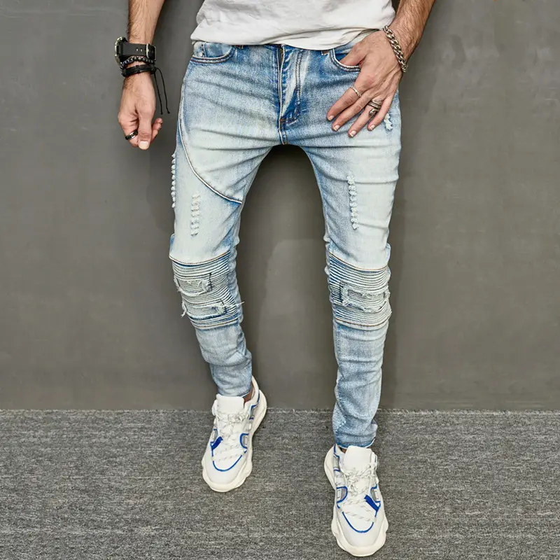 2025 new men's jeans-trendy slim fit stretch skinny jeans with ripped details | casual streetwear for men