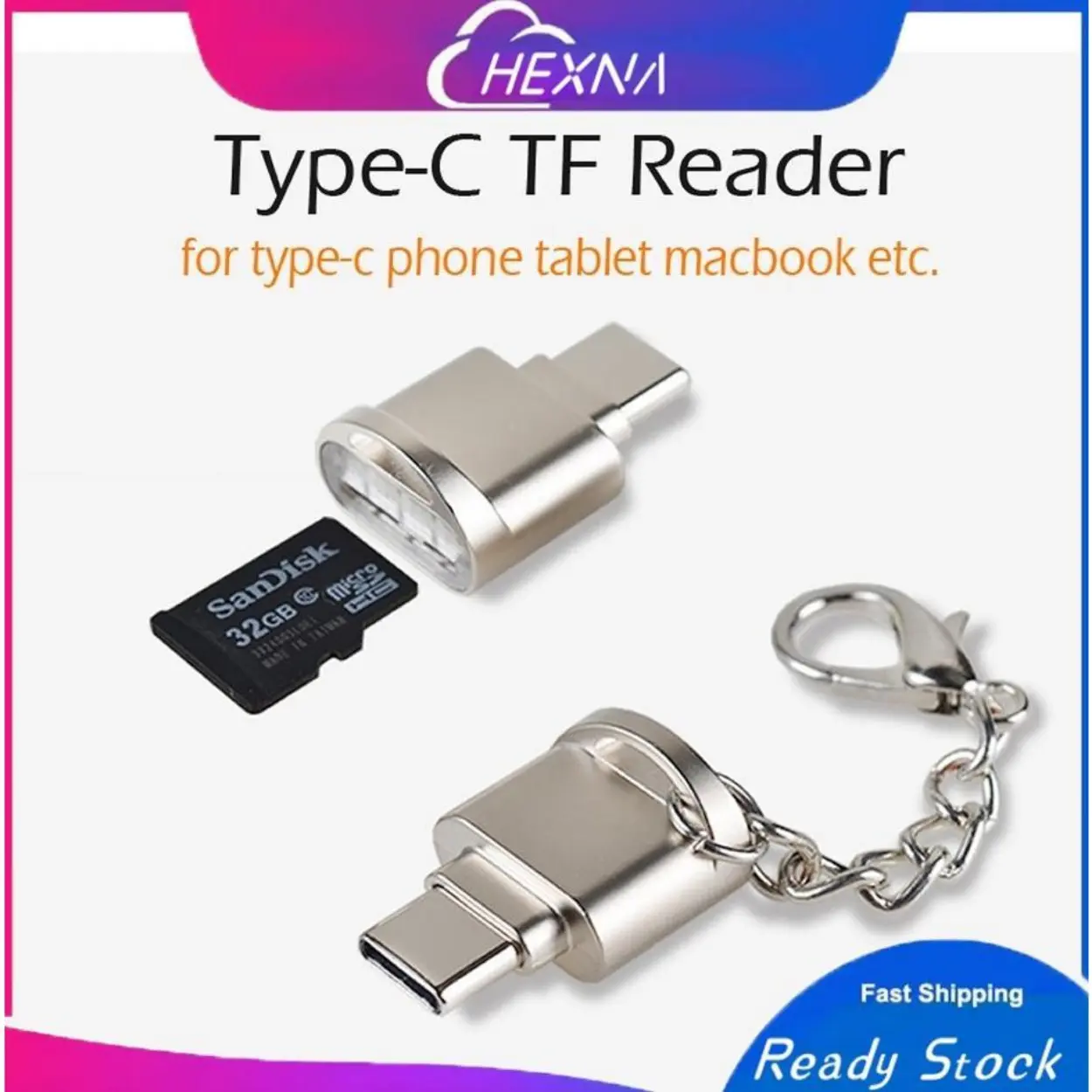 Portable USB 3.1 Type C Card Reader USB-C TF Micro SD OTG Adapter compatible for Type-C Memory Card Reader For MB