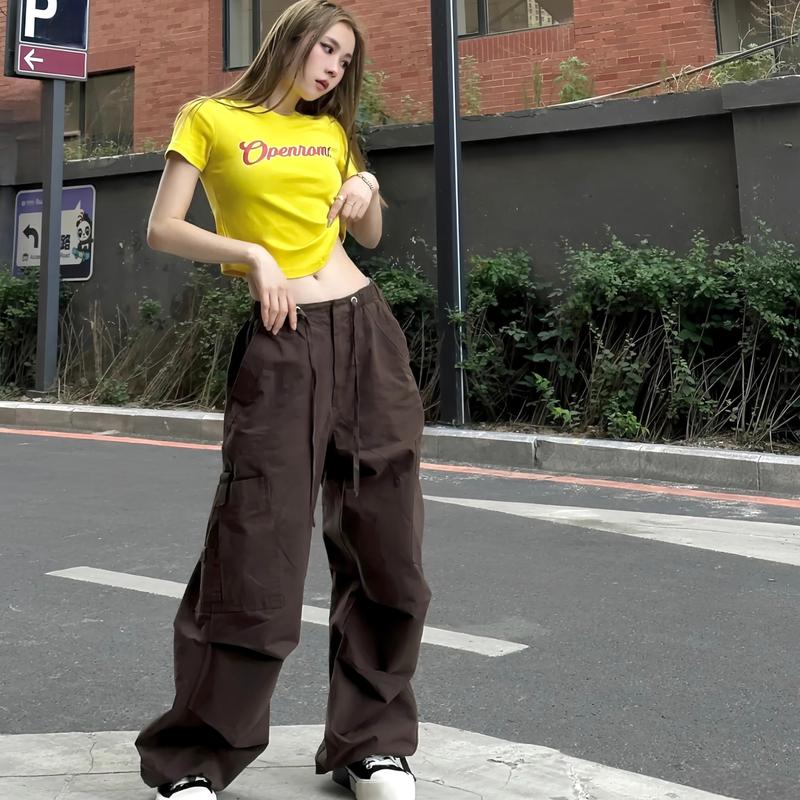 Quần kaki ống rộng nữ túi hộp MRS style Douyin MRQ063U tn Pants Nâu Ong Women