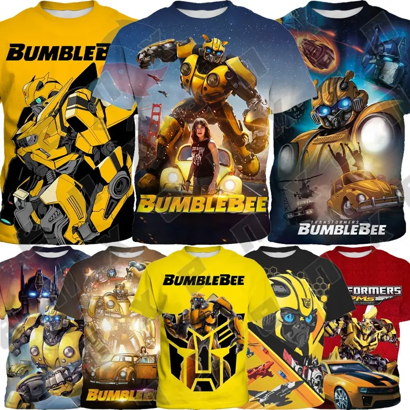 Transformers Bumblebee Children's Printed T-shirt Summer Short-sleeved Cool Boy's Kids Shirt 3-13 Years Old Baby Birthday Gift