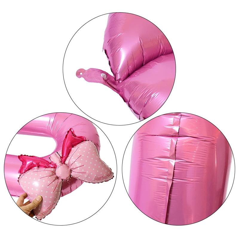 Product Introduction of 2Pcs 40Inch Pink Number Foil Balloon with Cute Bow Balloons For Kids Baby Girl 1st Birthday Party Decoration Favors Supplies bouquet 17