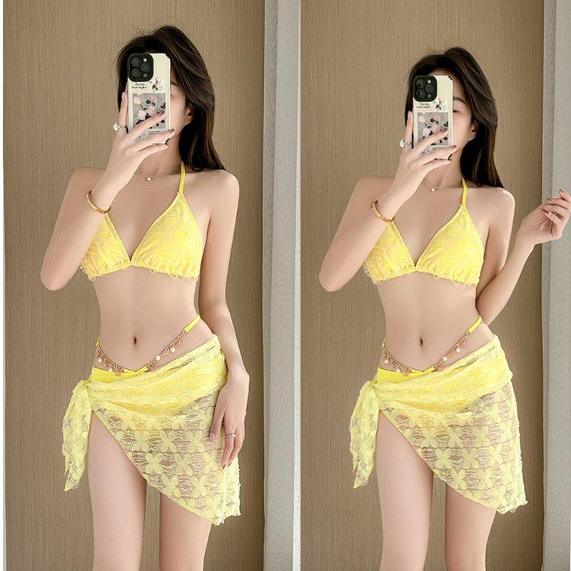 Áo Tắm Nữ, Bộ Hai Mảnh Và Ba Mảnh, Phong Cách Bikini, Bộ Sưu Tập 2025, Ngọt Ngào Và Gợi Cảm, Thích Hợp Cho Ngực Nhỏ Cổ Tích Dễ Thương Và Gợi Cảm, Đồ Bơi Bó Sát, Bán Chạy 0