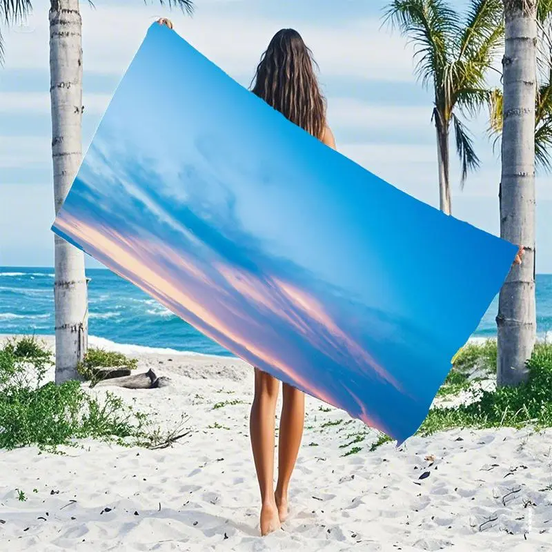 Natural Scenery Pattern Beach Towel, Ultra-fiber Bath Towel, Fun and Practical Summer Accessory for Vacation Travel and Swimming 0