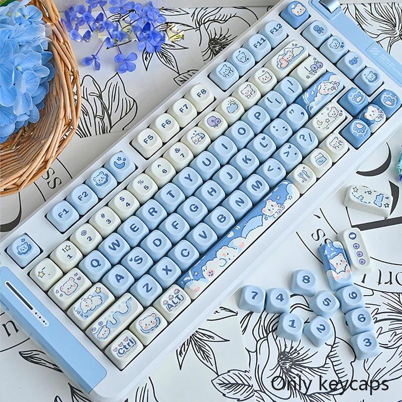 Product Introduction of Cute Ice Cream Bear Theme Keyboard Keycaps, High Sublimation Process Color Cartoon Keycaps for Mechanical Keyboard, Accessories for 131 Key Keyboard 0