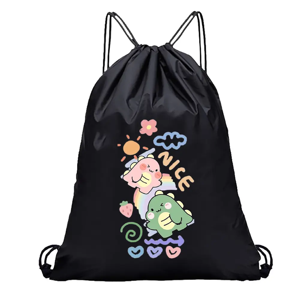 Tas Serut Hitam - Stringbag Wanita Kece Cute Dino  tas serut dinosaurus | Devva.id Ransel Ransel