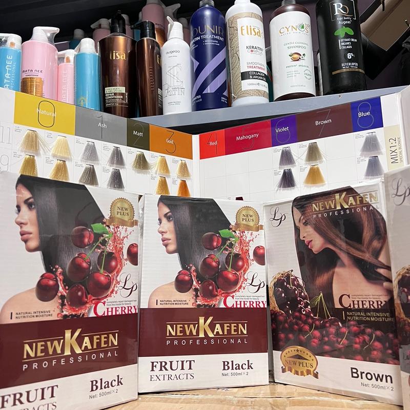Thuốc nhuộm đen , nhuộm nâu new Kafen cherry đỏ , nhuộm phủ bạc không dính da đầu cặp 500ml chuyên sỉ Nhuộm Tóc Đổi Màu Tóc